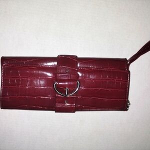 Crocodile leather handbag burgundy
